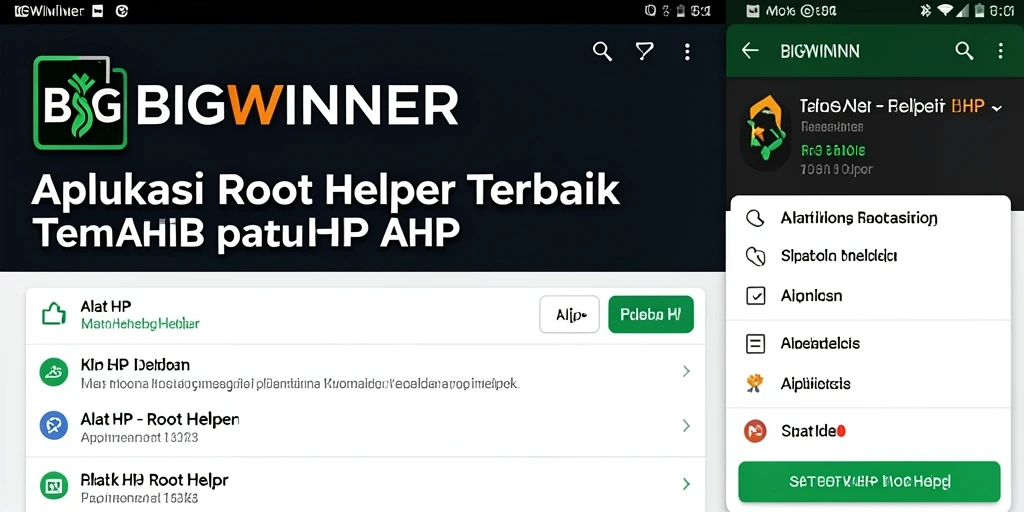 Antarmuka pengguna BIGWINNER sebagai aplikasi Root Helper yang mudah dipahami.