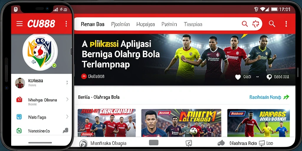 Tampilan antarmuka CU888 yang user-friendly untuk berita olahraga bola.