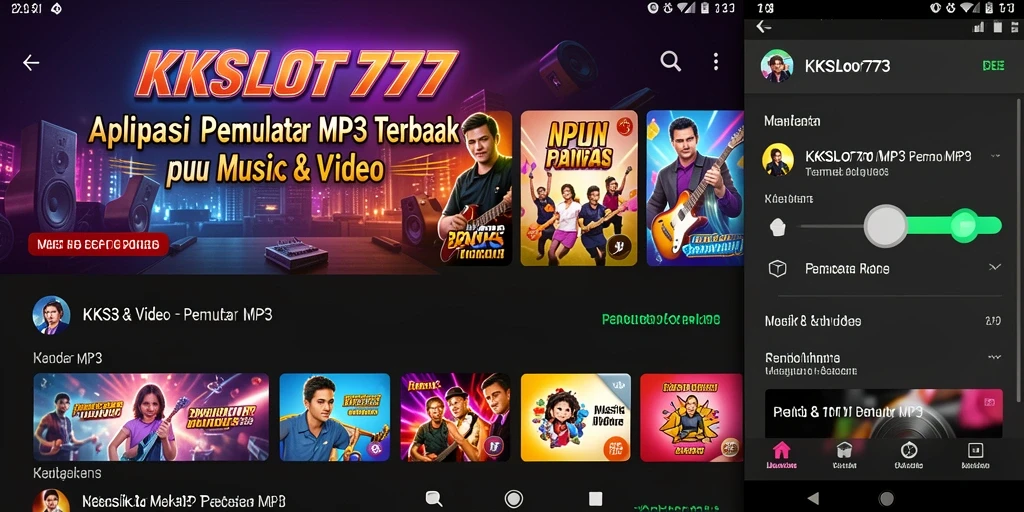 Tampilan antarmuka KKSLOT777 saat memutar lagu.