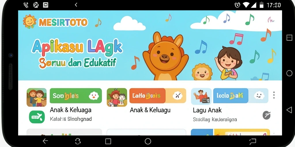 Tampilan antarmuka utama MESIRTOTO dengan berbagai lagu anak.