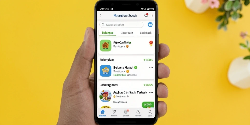 Interface MT966 menampilkan berbagai opsi cashback untuk belanja yang lebih hemat.