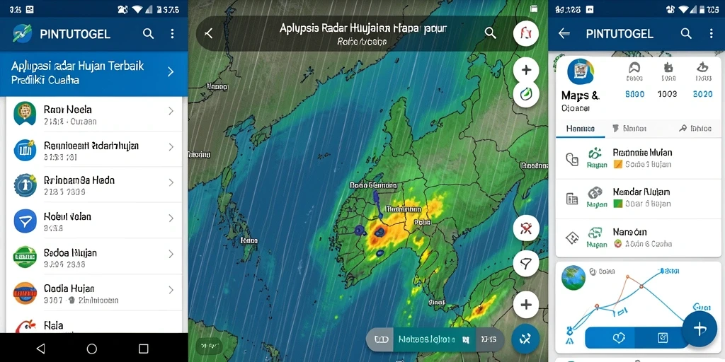 Antarmuka PINTUTOGEL menampilkan peta radar hujan yang jelas dan informatif.