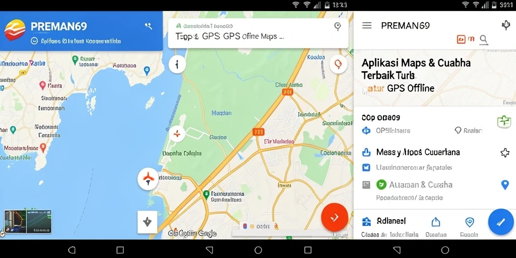 Tampilan antarmuka aplikasi GPS Offline Maps yang sederhana dan informatif.